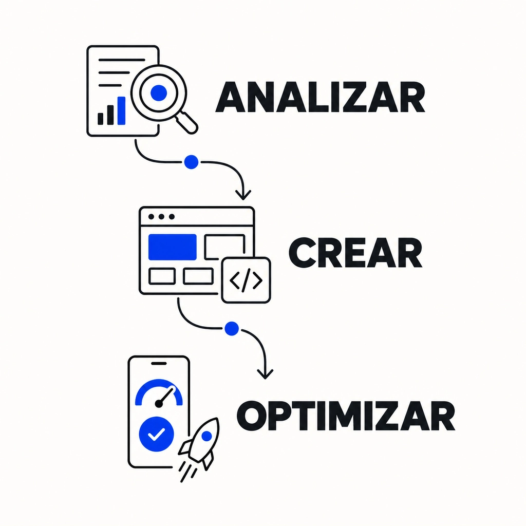 Proceso de desarrollo web: analizar, crear y optimizar.
